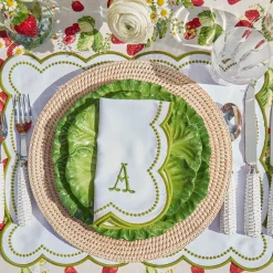 Mrs. Alice Napkins|Elsa White & Green Napkins (Set Of 4)