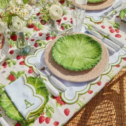 Mrs. Alice Napkins|Elsa White & Green Napkins (Set Of 4)