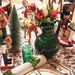 Mrs. Alice Jugs|Emerald Green Hobnail Glasses & Jug Set