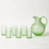 Mrs. Alice Jugs|Emerald Hobnail Glasses & Jug Set