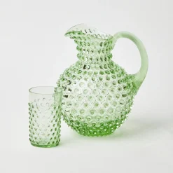 Mrs. Alice Jugs|Emerald Hobnail Glasses & Jug Set