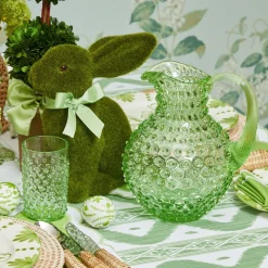 Mrs. Alice Glasses|Emerald Hobnail Glasses & Jug Set