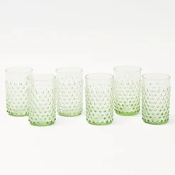 Mrs. Alice Glasses|Emerald Hobnail Glasses (Set Of 6)