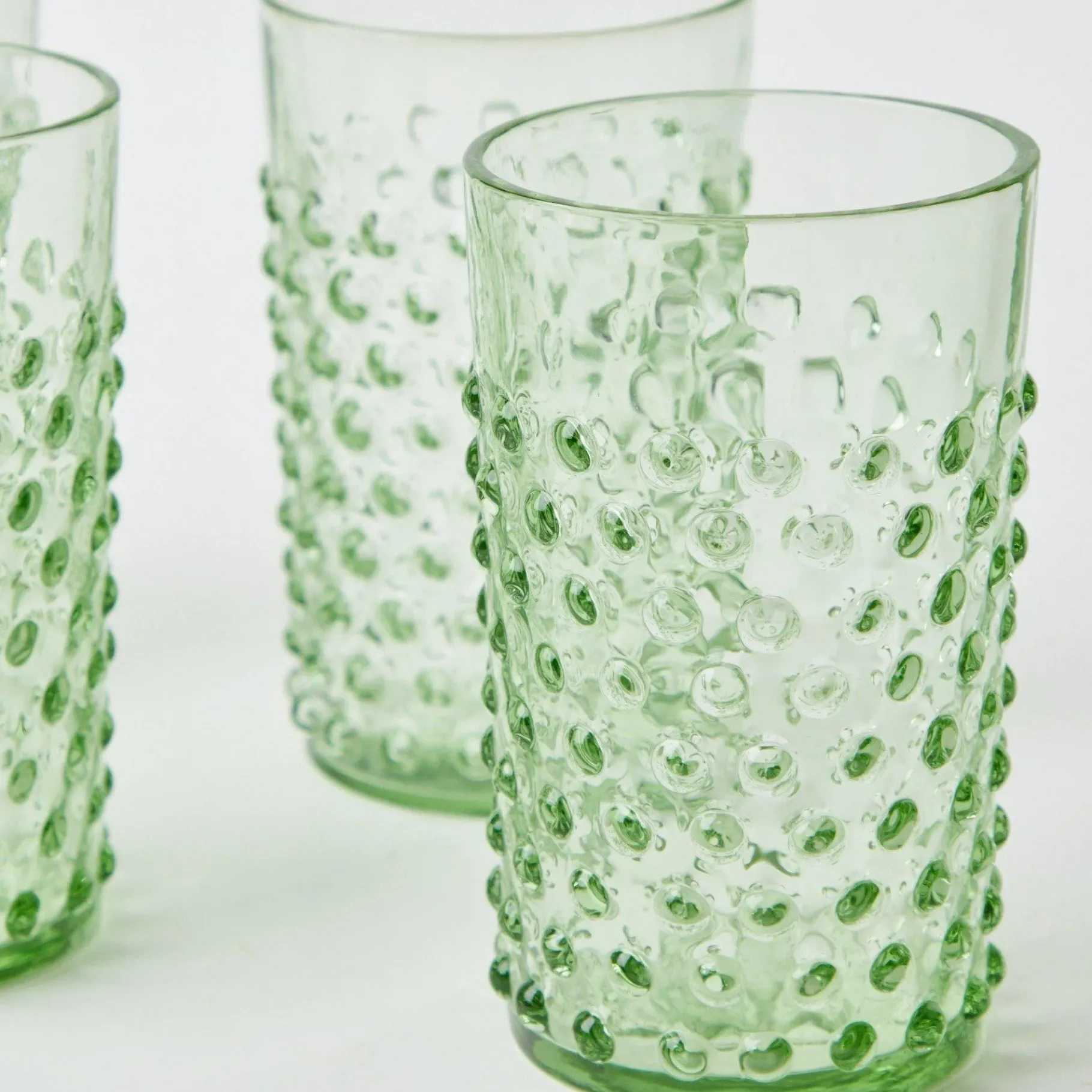 Mrs. Alice Glasses|Emerald Hobnail Glasses (Set Of 6)