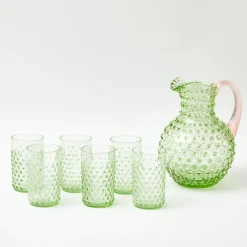 Mrs. Alice Jugs|Emerald Hobnail Jug & Rose Handle