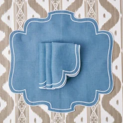 Mrs. Alice Napkins|Eve Blue Linen Napkins (Set Of 4)