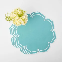 Mrs. Alice Placemats|Fleur Turquoise Placemats (Set Of 4)