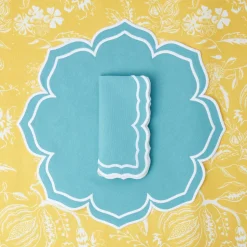 Mrs. Alice Placemats|Fleur Turquoise Placemats (Set Of 4)