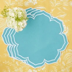 Mrs. Alice Placemats|Fleur Turquoise Placemats (Set Of 4)