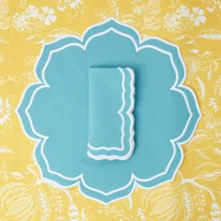 Mrs. Alice Placemats|Fleur Turquoise Placemats (Set Of 4)