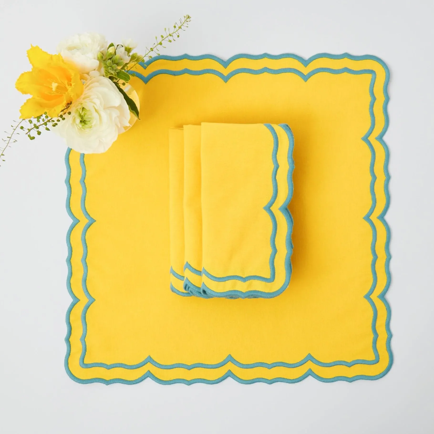 Mrs. Alice Napkins|Fleur Yellow Napkins (Set Of 4)