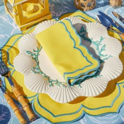 Mrs. Alice Table Linen Sets|Fleur Yellow Placemats & Napkins (Set Of 4)