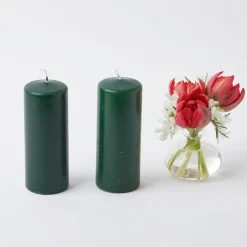 Mrs. Alice Candles|Forest Green Pillar Candles (Pair)