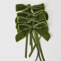 Mrs. Alice Napkin Rings, Bows & Wreaths|Forest Green Velvet Mini Bows (Set Of 4)