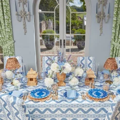 Mrs. Alice Crockery Sets|French Blue Garland Dinner & Starter Plates (Set Of 8)