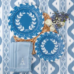 Mrs. Alice Crockery Sets|French Blue Garland Dinner & Starter Plates (Set Of 8)