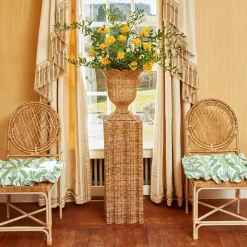 Mrs. Alice Cushions|Frilled Green Ikat Seat Pad Cushion