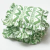 Mrs. Alice Cushions|Frilled Green Ikat Seat Pad Cushion (Set Of 4)