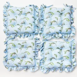 Mrs. Alice Cushions|Frilled Lily Of The Valley Seat Pad Cushion (Set Of 4)