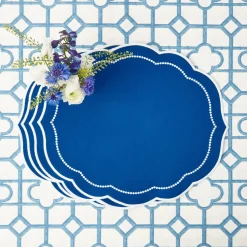 Mrs. Alice Table Linen Sets|Gabrielle Blue Placemats & Napkins (Set Of 4)