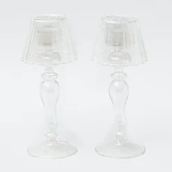 Mrs. Alice Pagodas & Lanterns|Glass Lantern Tea Light Holder (Pair) - 24Cm
