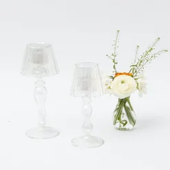 Mrs. Alice Candle Holders|Glass Lantern Tea Light Holder (Pair) - 24Cm