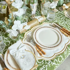 Mrs. Alice Crockery Sets|Gold Garland Dinner Plates (Set Of 4)