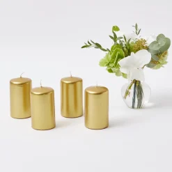Mrs. Alice Candles|Gold Pillar Candles (Set Of 4)