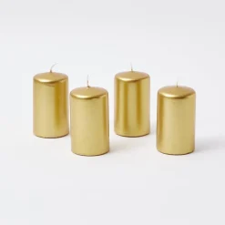 Mrs. Alice Candles|Gold Pillar Candles (Set Of 4)