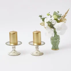 Mrs. Alice Candles|Gold Pillar Candles (Set Of 4)