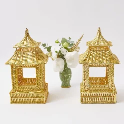 Mrs. Alice Pagodas & Lanterns|Gold Rattan Pagoda Lantern