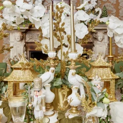 Mrs. Alice Candle Holders|Gold Rattan Pagoda Lantern