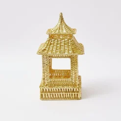 Mrs. Alice Candle Holders|Gold Rattan Pagoda Lantern