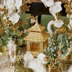 Mrs. Alice Rattan Tableware|Gold Rattan Pagoda Lantern