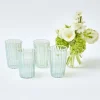 Mrs. Alice Glasses|Green & White Rim Water Glasses (Set Of 4)