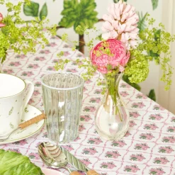 Mrs. Alice Glasses|Green & White Rim Water Glasses (Set Of 4)