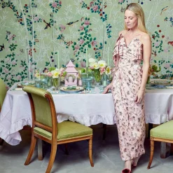 Mrs. Alice Glasses|Green & White Rim Water Glasses (Set Of 4)