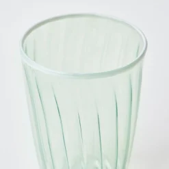 Mrs. Alice Glasses|Green & White Rim Water Glasses (Set Of 4)