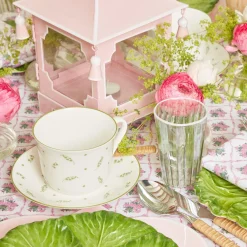 Mrs. Alice Glasses|Green & White Rim Water Glasses (Set Of 4)