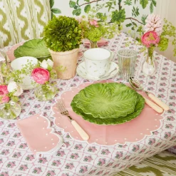 Mrs. Alice Glasses|Green & White Rim Water Glasses (Set Of 4)