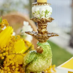 Mrs. Alice Candle Holders|Green & Yellow Parrot Candlescape