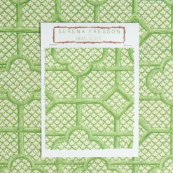 Mrs. Alice Serena Fresson Fabrics|Green Bamboo Trellis Fabric