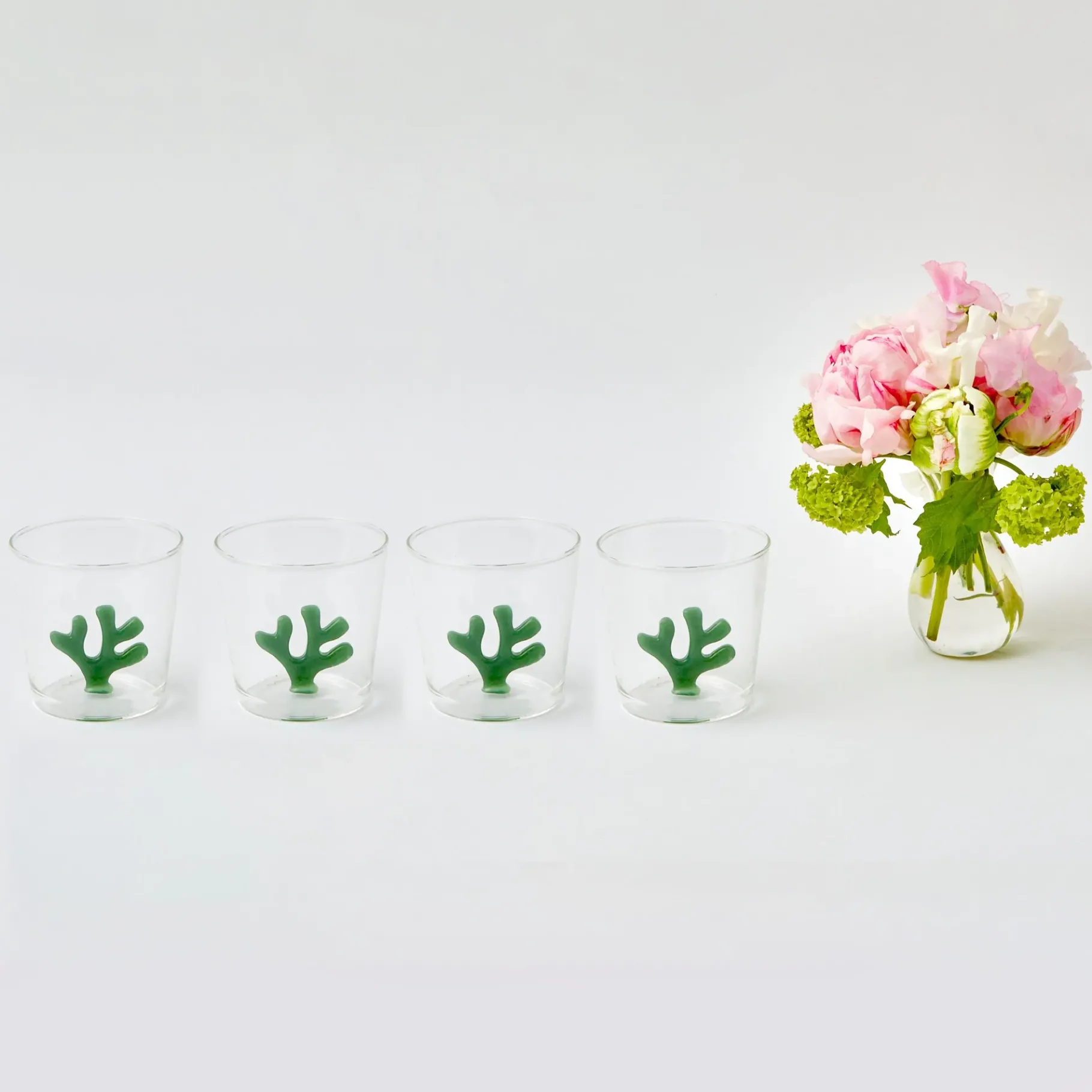 Mrs. Alice Glasses|Green Coral Glasses (Set Of 4)