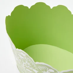 Mrs. Alice Vases|Green Floral Tole Scalloped Planter