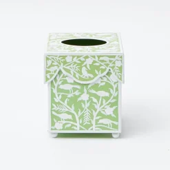 Mrs. Alice Tissue Boxes|Green Floral Tole Tissue Box