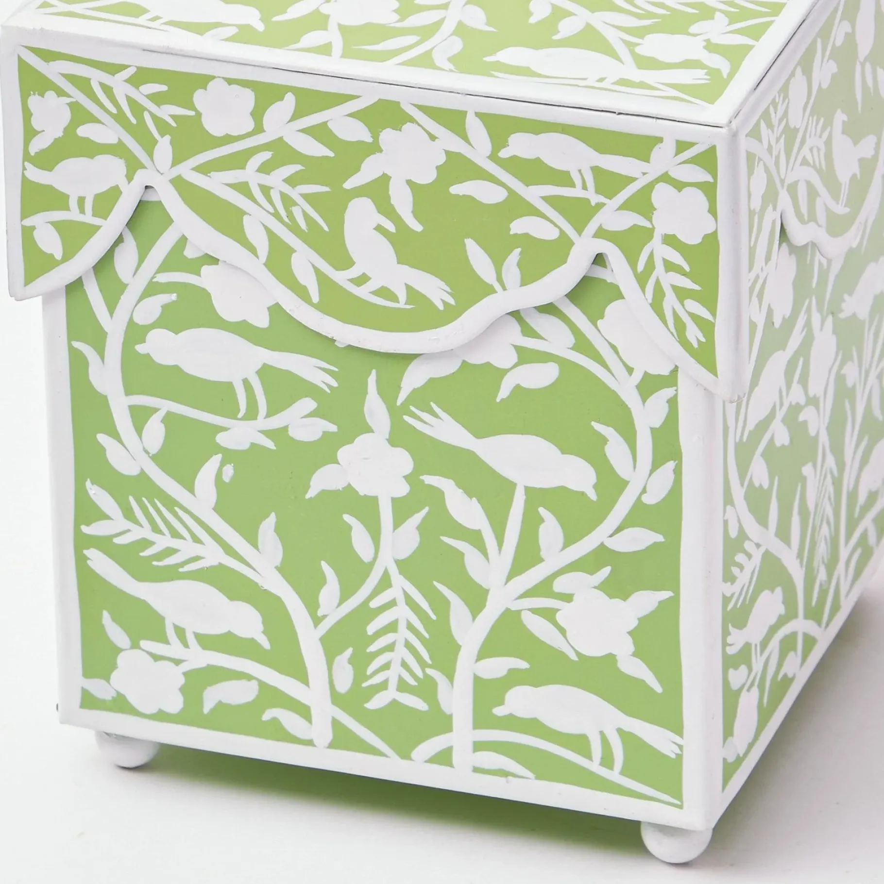 Mrs. Alice Tissue Boxes|Green Floral Tole Tissue Box