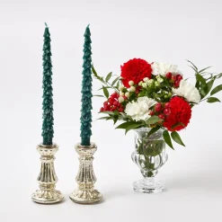 Mrs. Alice Candles|Green Frosted Pine Candles (Pair)