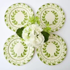 Mrs. Alice Crockery Sets|Green Garland Dinner Plates (Set Of 4)