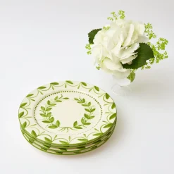 Mrs. Alice Crockery Sets|Green Garland Dinner Plates (Set Of 4)