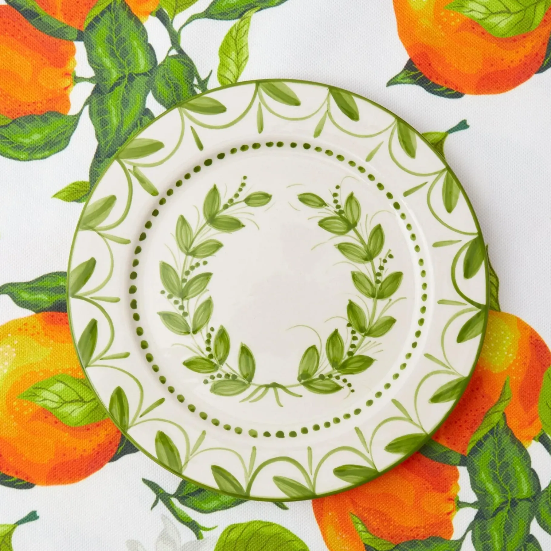 Mrs. Alice Crockery Sets|Green Garland Starter Plates (Set Of 4)